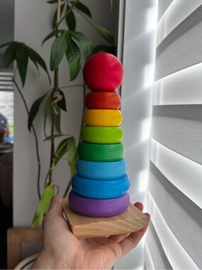 Wooden rainbow stacking toy